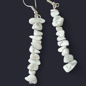 Howlite Chip Drop Earrings in White - Women Jewelry